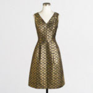 Metallic Dot Jacquard V-Neck Dress